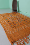 Orange moroccan handwoven kilim 5 FT X 7.6 FT