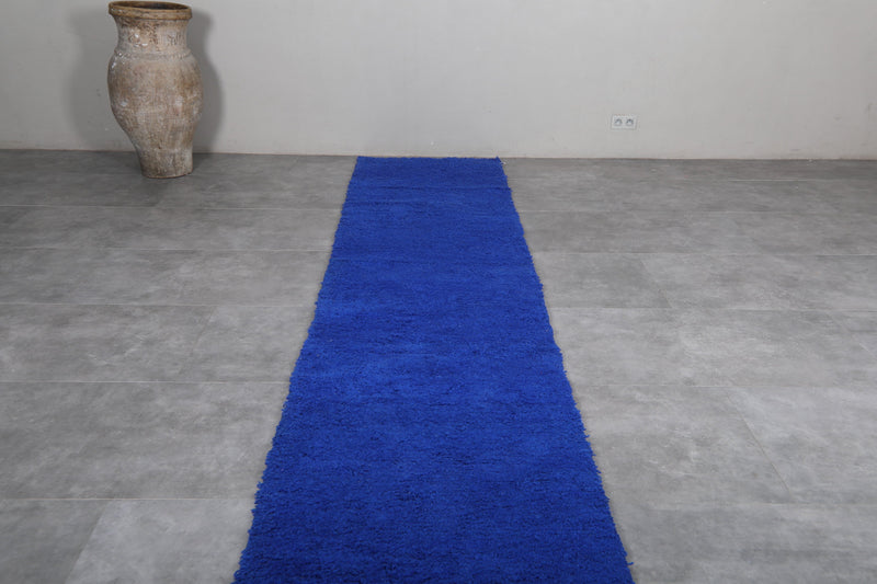 Long Moroccan Runner Rug - 2.9 X 16.7 Feet | Vibrant Blue Design