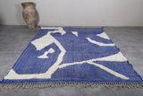 Blue and White Flat Woven Rug - Kilim rug - Custom rug