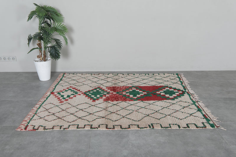 Handmade Moroccan Rug - 5.4 x 6.3 ft Traditional Geometric Design