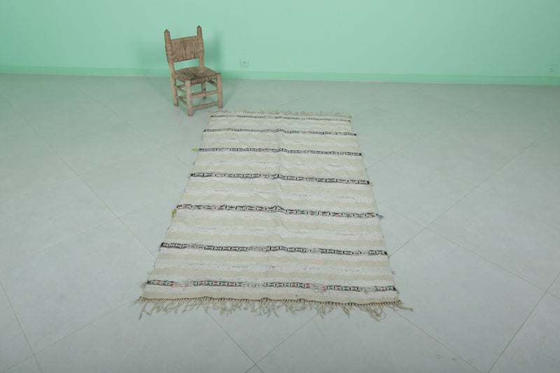 Tribal Berber Blanket Rug 3.7 x 6.5 ft | Handwoven Moroccan Textile