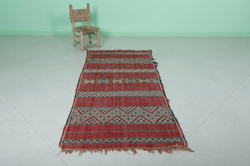 Moroccan berber rug 3 X 6.6 Feet - Boucherouite Rugs