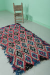 Moroccan berber rug 2.7 X 5.5 Feet - Boucherouite Rugs