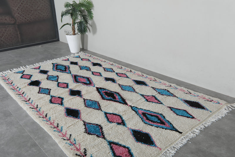 Moroccan Berber Rug - 4.6 x 7.6 ft Handmade Tribal Design