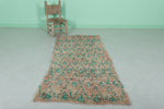 Pink and Green Moroccan Rug Runner 2.7 FT x 6.5 FT