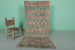 Pink and Green Moroccan Rug Runner 2.7 FT x 6.5 FT