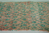 Pink and Green Moroccan Rug Runner 2.7 FT x 6.5 FT