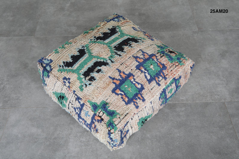 Cozy Moroccan Ottoman pouf – Handwoven Wool with Traditional Motifs - kilim pouf