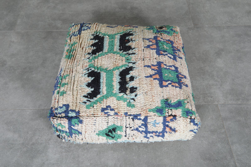 Cozy Moroccan Ottoman pouf – Handwoven Wool with Traditional Motifs