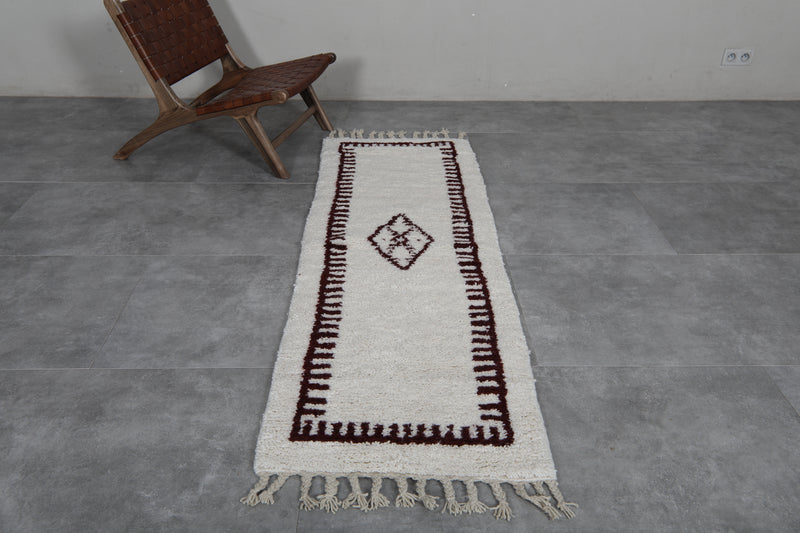 Runner Moroccan Rug - 2.1 x 6.8 Feet | Handwoven with Central Diamond Motif