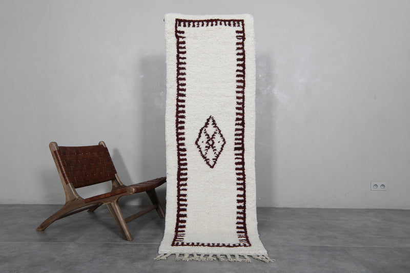 Runner Moroccan Rug - 2.1 x 6.8 Feet | Handwoven with Central Diamond Motif