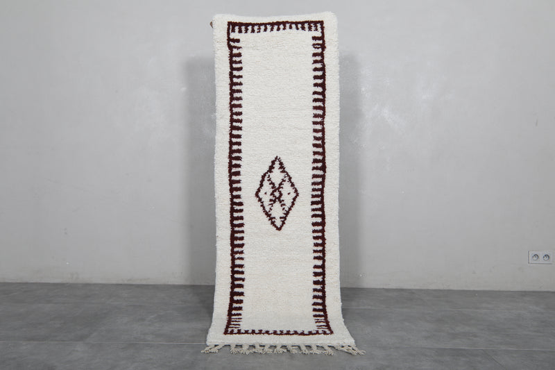 Runner Moroccan Rug - 2.1 x 6.8 Feet | Handwoven with Central Diamond Motif