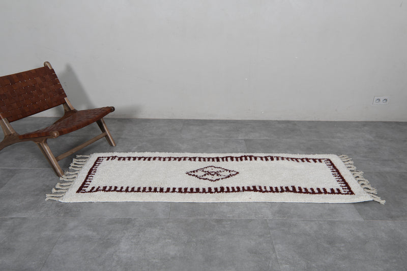 Runner Moroccan Rug - 2.1 x 6.8 Feet | Handwoven with Central Diamond Motif