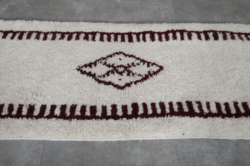 Runner Moroccan Rug - 2.1 x 6.8 Feet | Handwoven with Central Diamond Motif