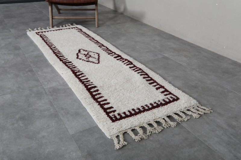 Runner Moroccan Rug - 2.1 x 6.8 Feet | Handwoven with Central Diamond Motif