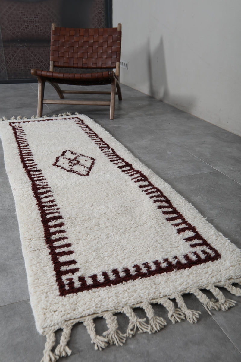 Runner Moroccan Rug - 2.1 x 6.8 Feet | Handwoven with Central Diamond Motif