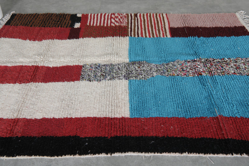 Handwoven Moroccan Rug - 4.6 x 7.1 ft Abstract Wool Design