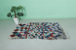 Colorful Moroccan Boucherouite Rug 3.7 x 5.6 Feet - Handmade Berber Art