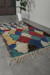 Colorful handmade moroccan berber rug 3.8 X 6.5 Feet