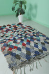 Colorful Moroccan Boucherouite Rug 3.7 x 5.6 Feet - Handmade Berber Art