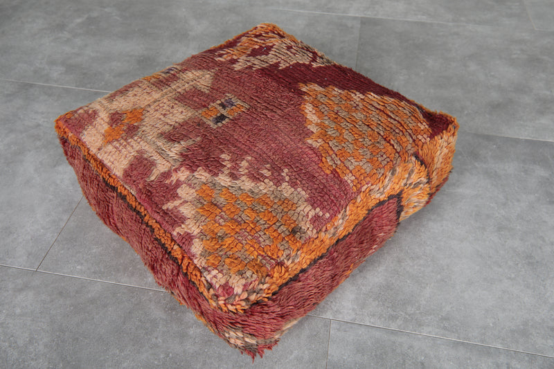 Vintage Moroccan Floor Cushion – Warm Earthy Tones Pouf