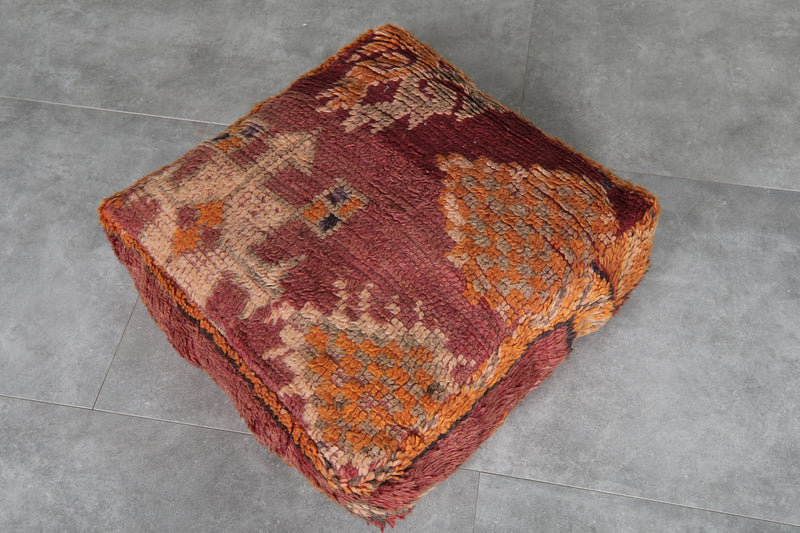 Vintage Moroccan Floor Cushion – Warm Earthy Tones Pouf