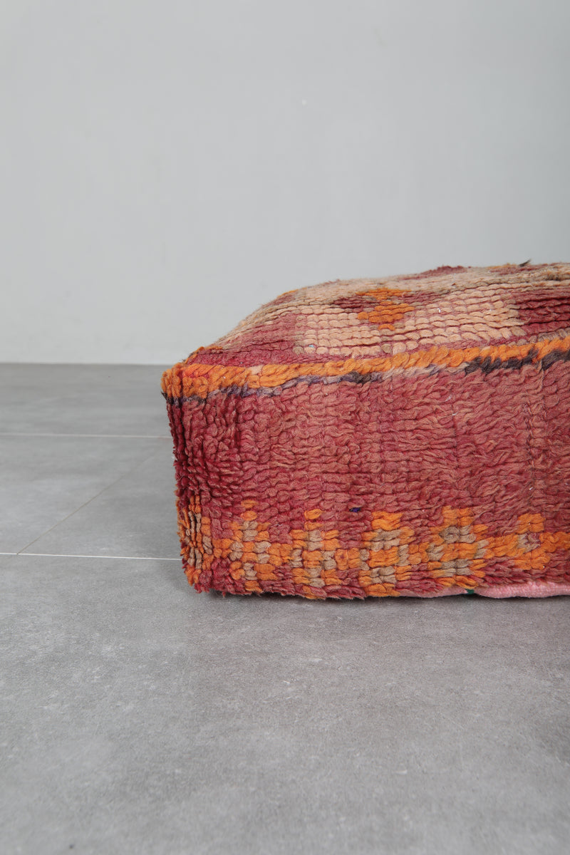 Vintage Moroccan Floor Cushion – Warm Earthy Tones Pouf