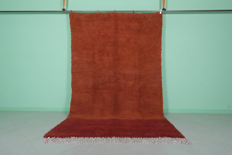 Berber Beni Ourain Rug 6.1 x 10.3 Ft - Red and Orange Wool Rug