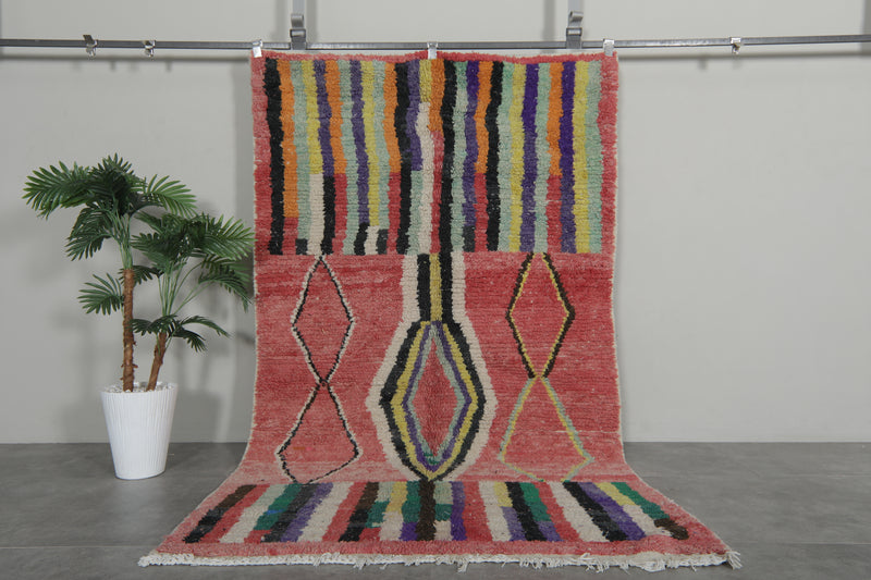 Vintage handmade moroccan berber colorful rug 4.8 FT X 8.4 FT