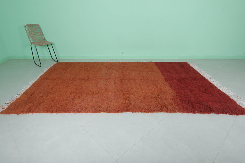 Berber Beni Ourain Rug 6.1 x 10.3 Ft - Red and Orange Wool Rug