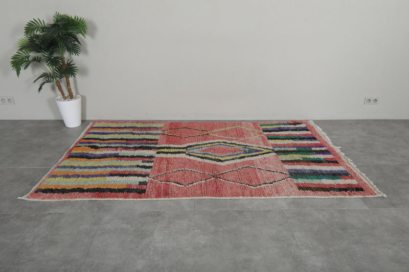 Vintage handmade moroccan berber colorful rug 4.8 FT X 8.4 FT