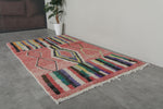 Vintage handmade moroccan berber colorful rug 4.8 FT X 8.4 FT