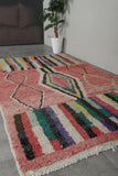 Vintage handmade moroccan berber colorful rug 4.8 FT X 8.4 FT