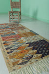 Colorful moroccan handwoven kilim 2.3 FT X 5.3 FT