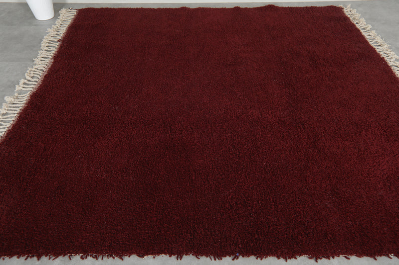 Handmade Moroccan Wool Rug – 8.1x8 FT - Deep Red Plush