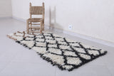 Moroccan Berber Rug 2.4 x 5.9 Feet - Handwoven Diamond Pattern