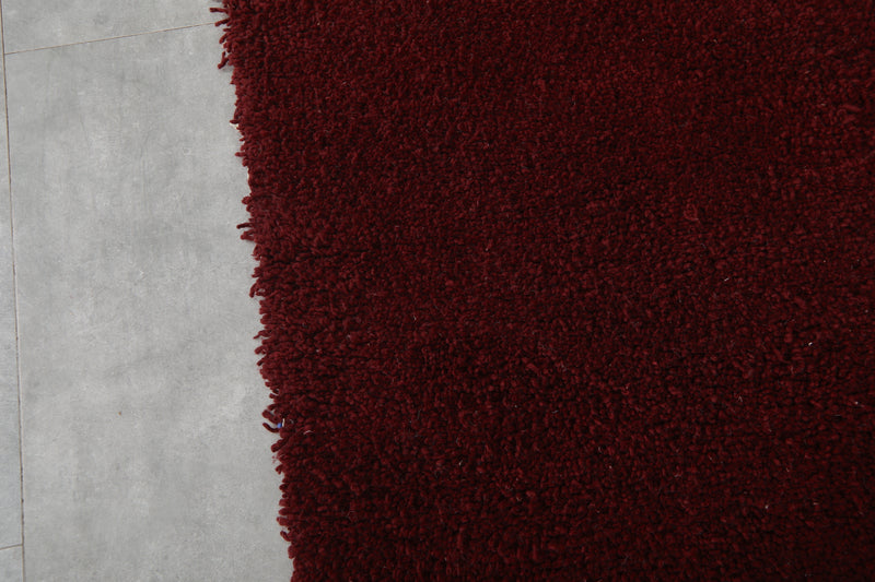 Handmade Moroccan Wool Rug – 8.1x8 FT - Deep Red Plush