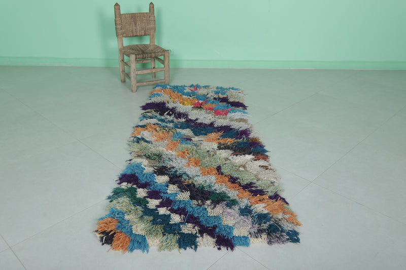 Colorful Moroccan Boucherouite Rug - Handmade Design | 2.2 x 5.8 Ft