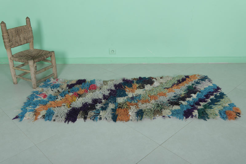 Colorful Moroccan Boucherouite Rug - Handmade Design | 2.2 x 5.8 Ft