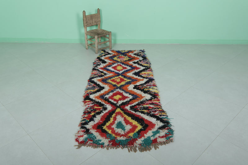 Colorful Moroccan runner rug 2.6 X 7 Feet