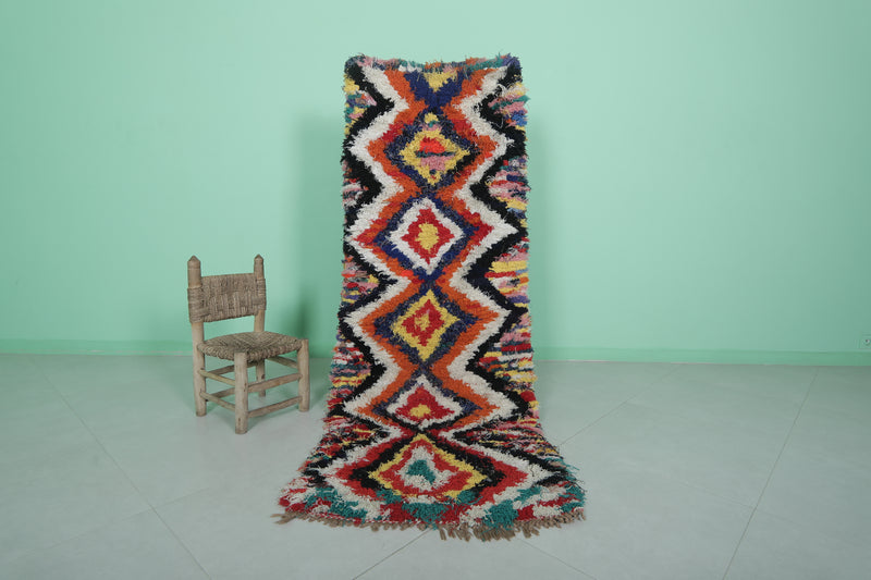 Colorful Moroccan runner rug 2.6 X 7 Feet