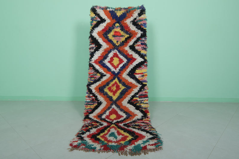 Colorful Moroccan runner rug 2.6 X 7 Feet