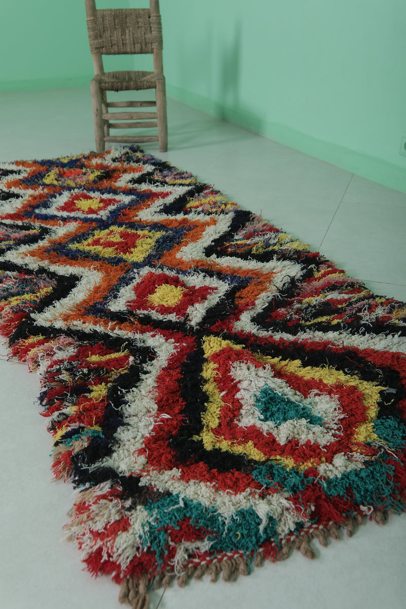 Colorful Moroccan runner rug 2.6 X 7 Feet