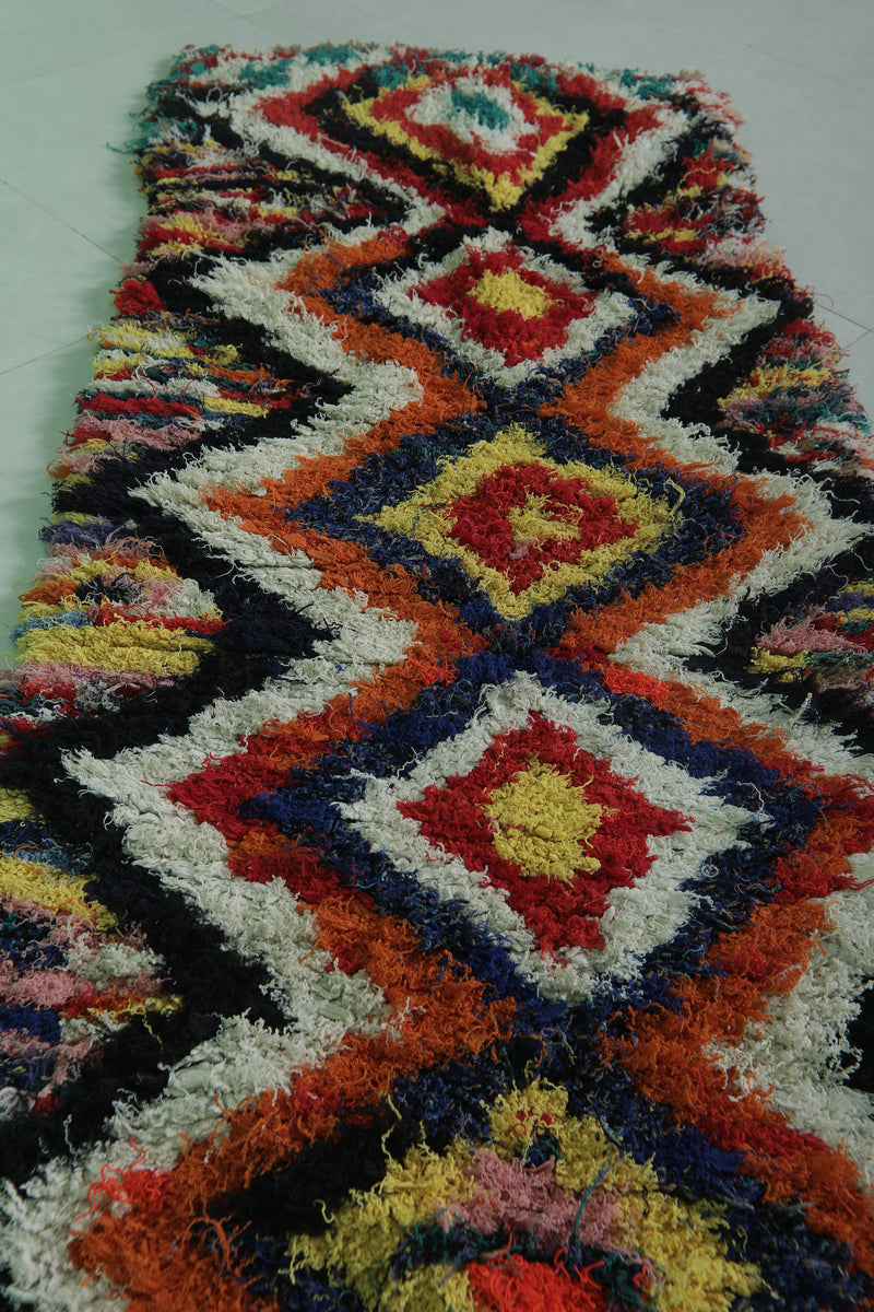 Colorful Moroccan runner rug 2.6 X 7 Feet