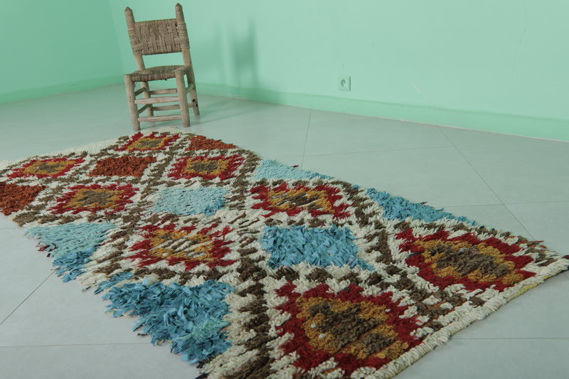 Moroccan berber rug 2.8 X 7.2 Feet - Boucherouite Rugs