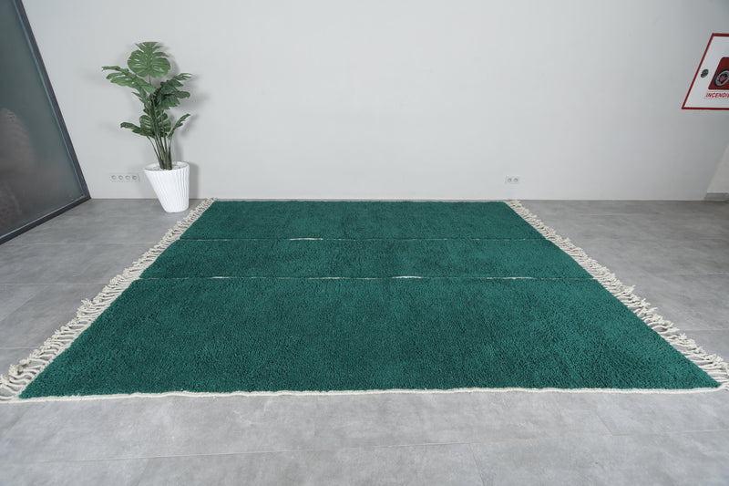 Handwoven Moroccan Rug – Elegant Green Design - Wool Rug