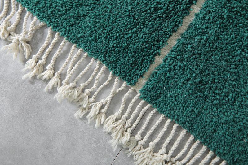 Handwoven Moroccan Rug – Elegant Green Design - Wool Rug