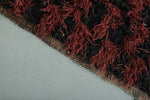 Checkered Black and Red Boucherouite Rug 2.6 x 5.5 Feet - Handmade Moroccan Rug