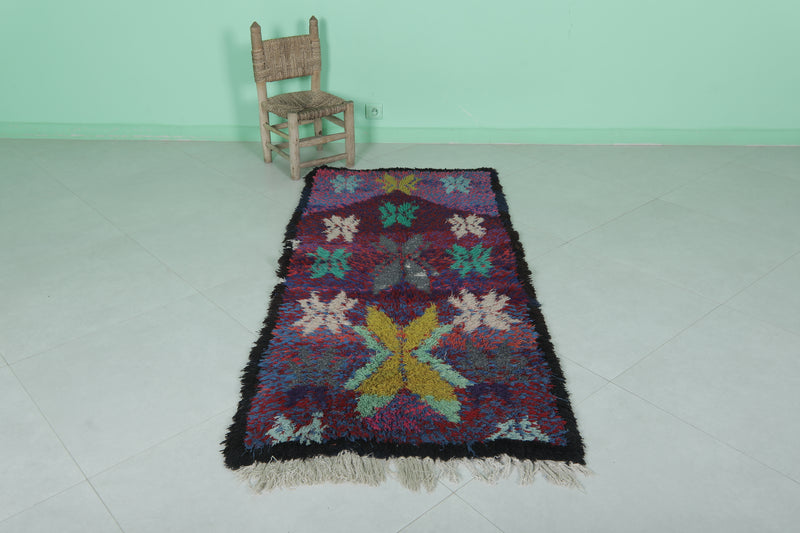 Moroccan berber rug 2.7 X 6.1 Feet Purple rug - Boucherouite Rugs