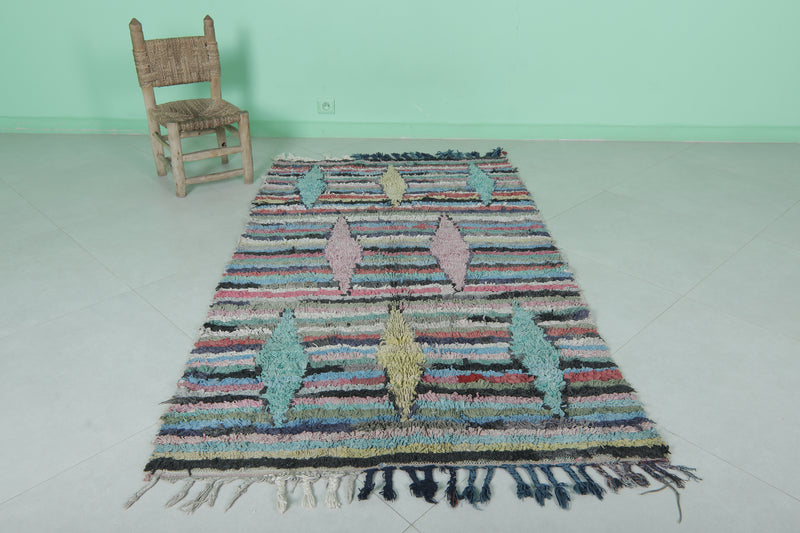 Colorful Boucherouite Area Rug - 3.6x6.1 ft | Handwoven Eco-Friendly